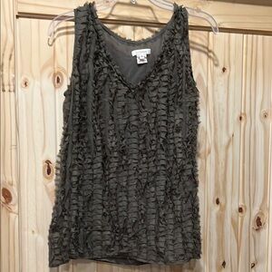 Sundance Olive Green Ruched Ruffled Tank Top